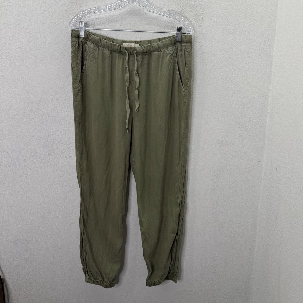 Anthropologie Cloth & Stone Pull On Joggers Pants Green 100% Lyocell SZ M